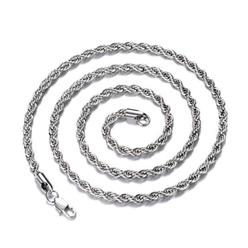 Stainless Steel Chain 925 Silver Rope Chains 3-5mm Twist Rope Necklace 14-30 Inch