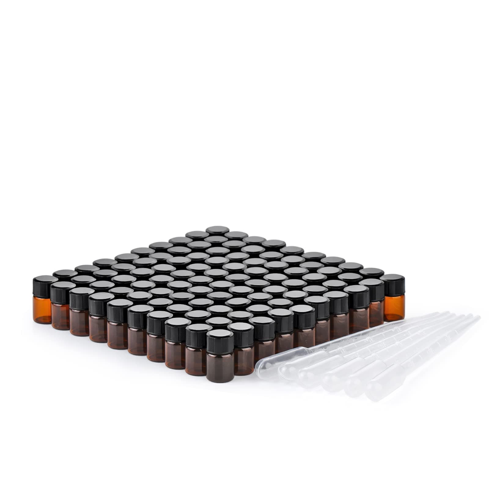 2ml Amber Small Glass Vials 100pcs with Screw Caps(100pcs)