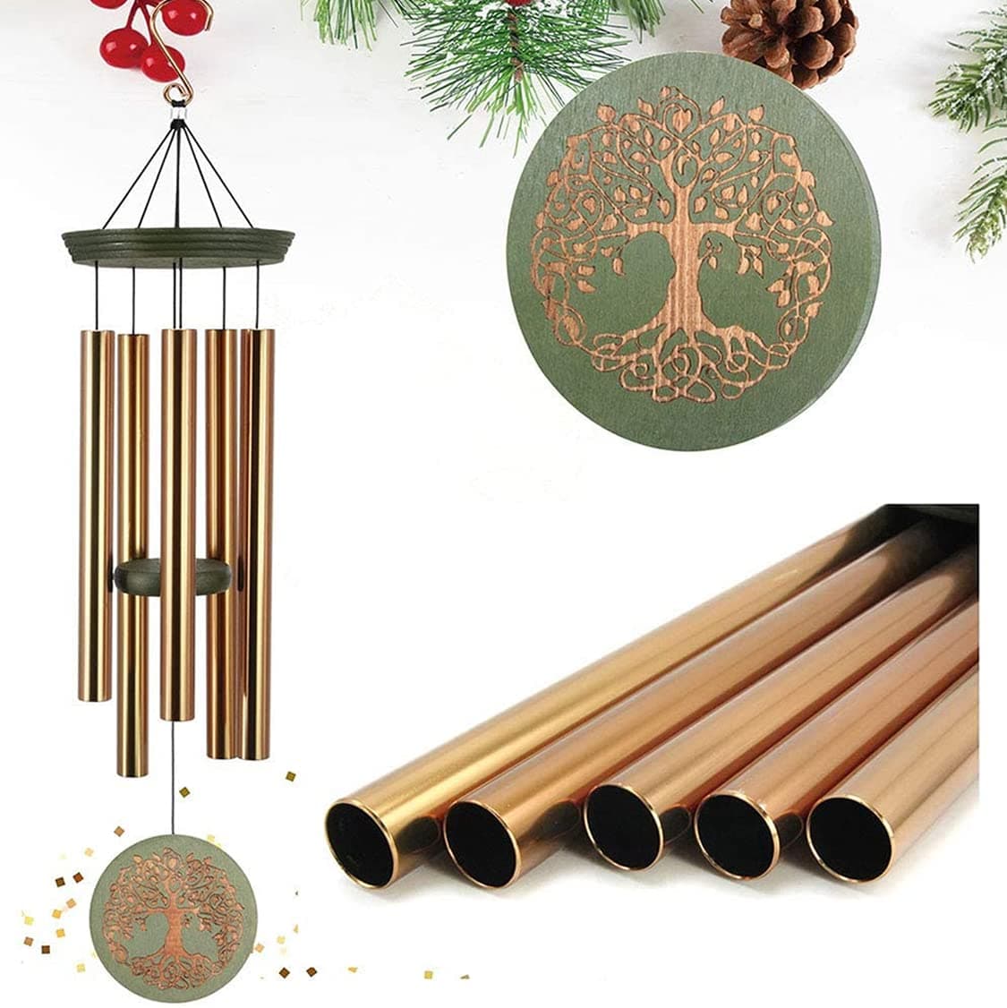 ASTARIN Wind Chimes Outdoor Deep Tone,36ââ‚¬ÂLarge Memorial Windchimes Amazing Grace with 5 Tuned Metal Tubes,Sympathy Wind Chimes Gifts for Garden Home Yard Hanging Decor,Tree of Life