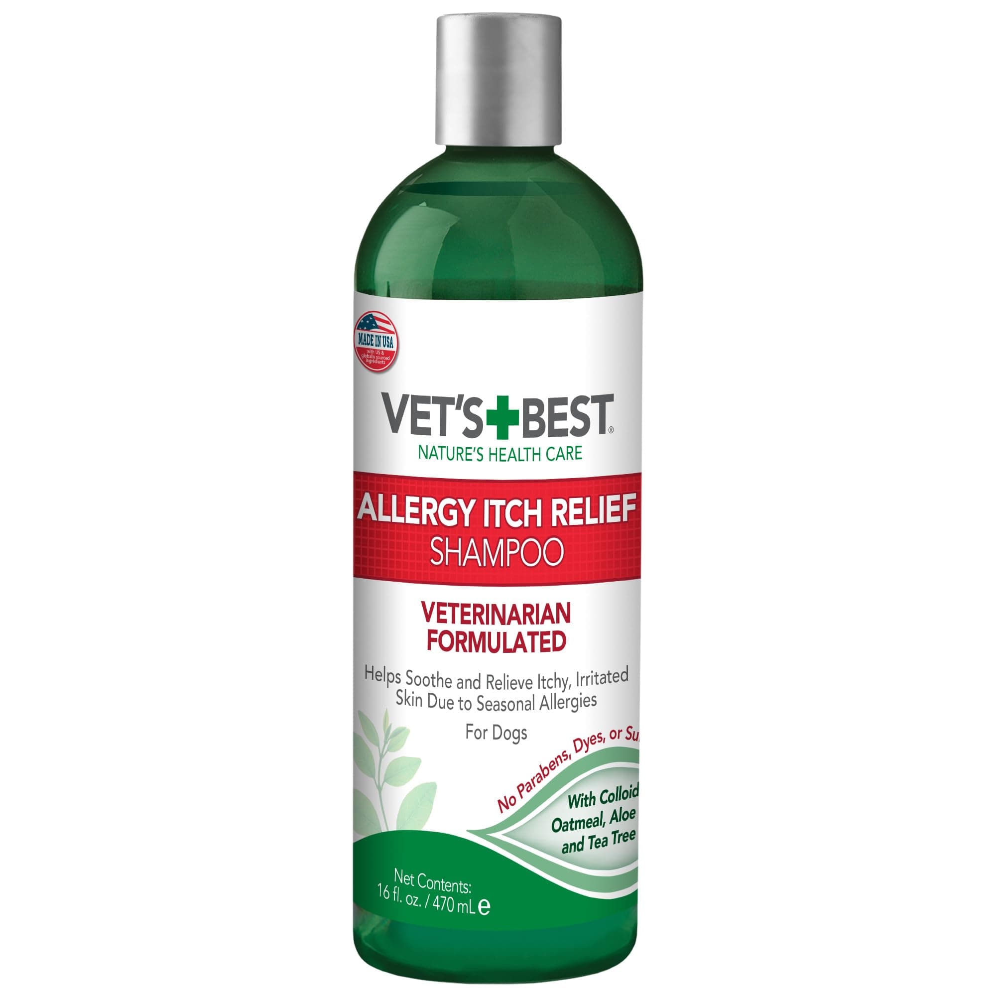 Vet's Best Allergy Itch Relief Dog Shampoo, Oatmeal Dog Shampoo for Itchy Skin, Cleans and Relieves Discomfort from Seasonal Allergies, Anti Itch Dog Shampoo, 16 Oz
