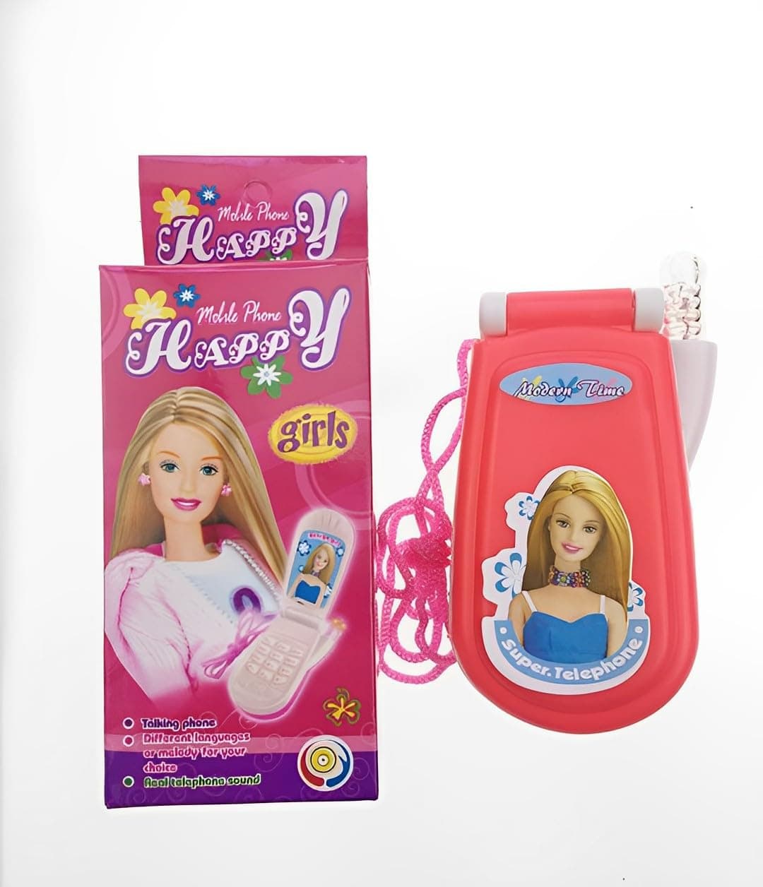 Graphene® Barbie Kids Mobile Cell Phone Toy for Kids Pretend Play Toddlers with Music Ringtones Lights Birthday Party Folding Mobile Toy Open Flip Phone Gifts for Girls & Boys