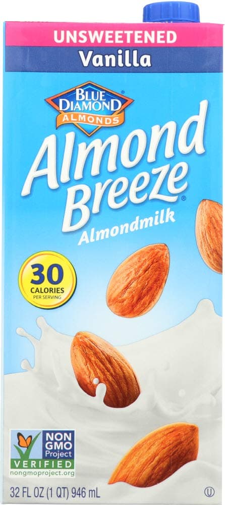 Blue Diamond Almond Breeze Unsweetened Almond Milk, Vanilla 32 fl oz (Pack of 1)