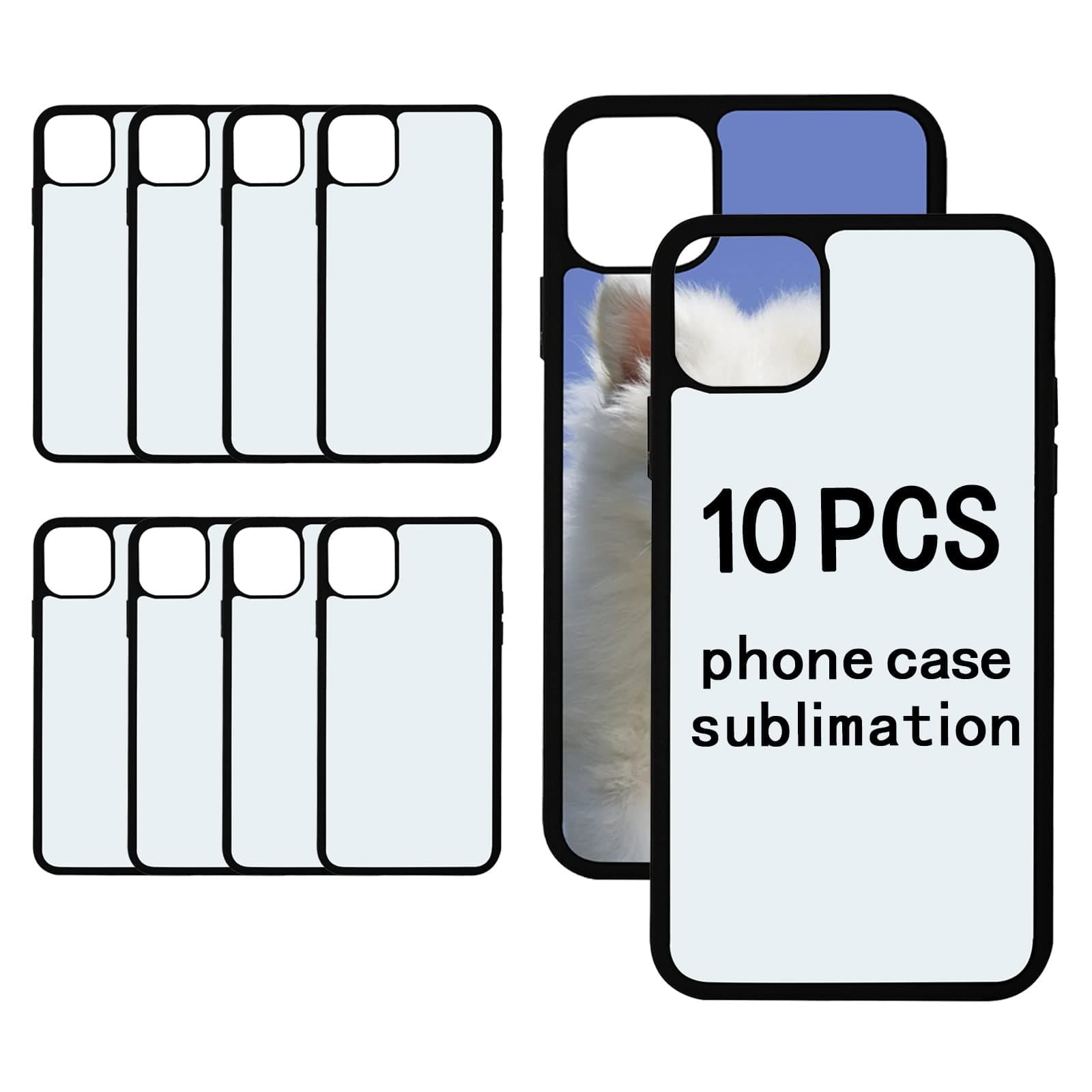 OKBA 10 PCS Heat Press Blank Phone Case for iPhone 13 Pro Max 6.7 Inch,Matte Black Soft Rubber Protective Shockproof Blanks Case