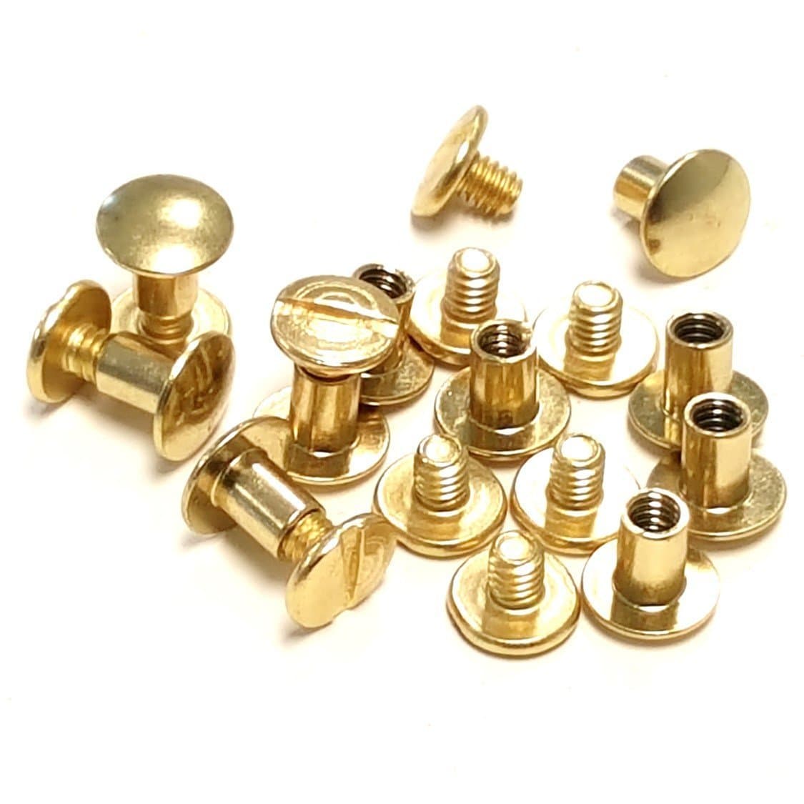 Hill Leather Company10 pack 1/2" Solid Brass Gold Chicago Screws Repair Screw Post Fastener