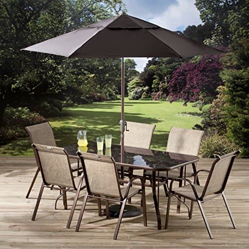 JDS HARDWARE Pagoda Santos Textilene 6 Seat Dining Set