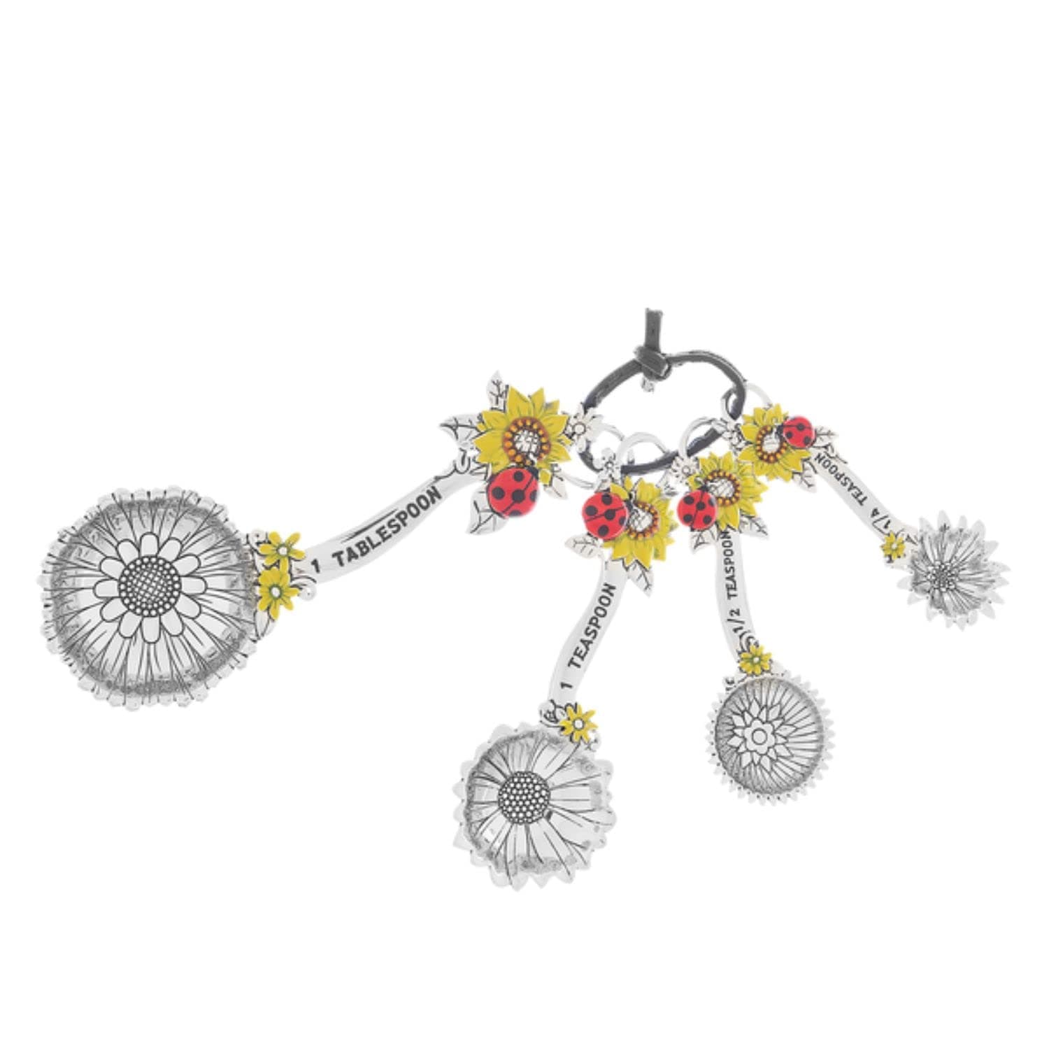 4-Piece Measuring Spoon Set with Color, Ladybugs Silver