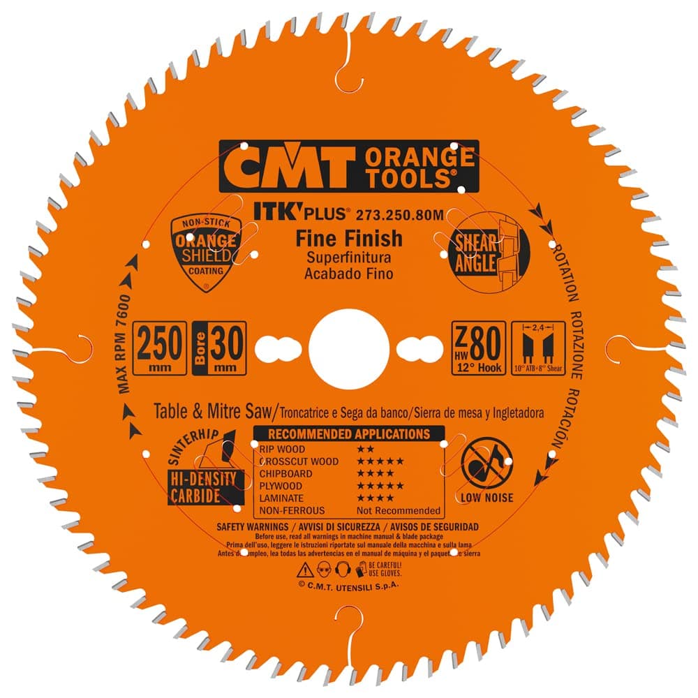 CMT 273.250.80M ITK Plus FINE Finish Saw Blade HW 250X2.4X30 Z=80 ATB+S