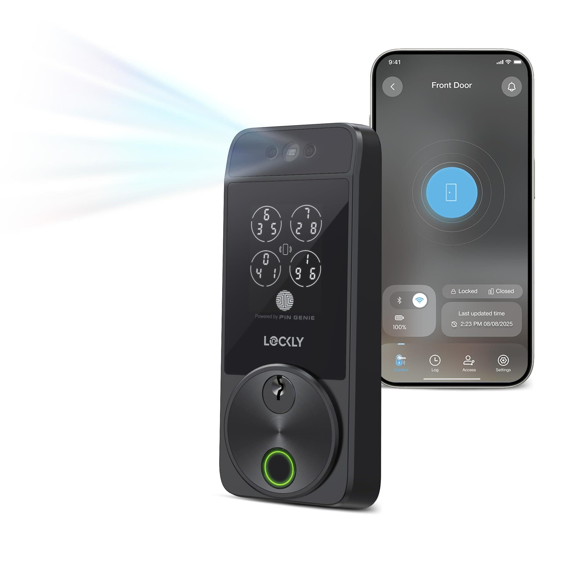 Visage Zeno Series Smart Door Lock. Facial Recognition and Fingerprint Access Keyless Entry Deadbolt. Digital Front Door Lock with Built in WiFi Connectivity