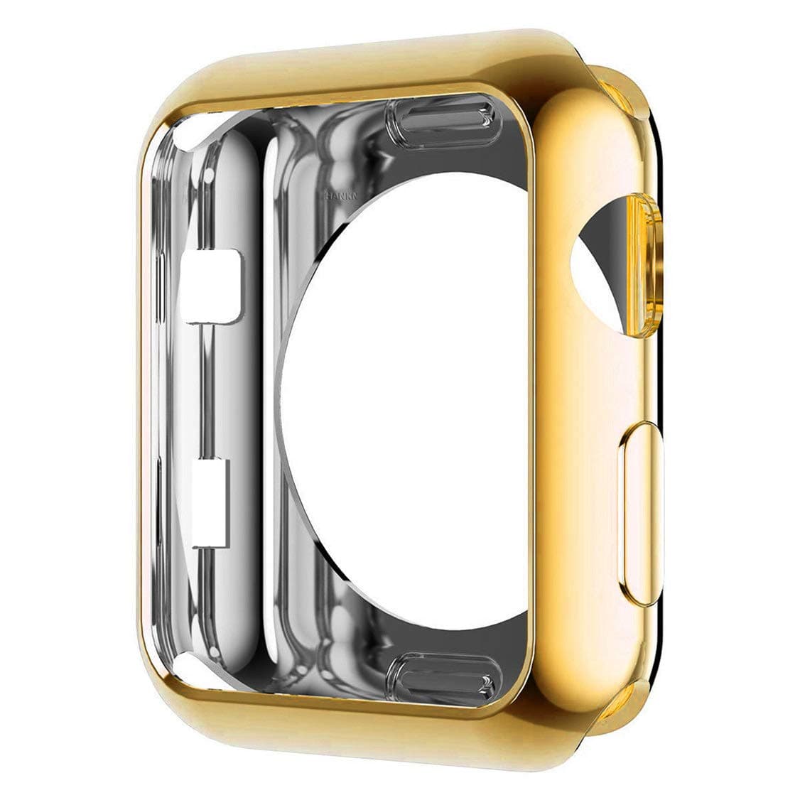 HANKN Soft TPU Case for Apple Watch Series 3 2 1 38mm Case, Plated Shockproof Lightweight Shiny Scratch Resistant Cover Iwatch Bumper [No Front Screen Protector] (38mm, Gold)