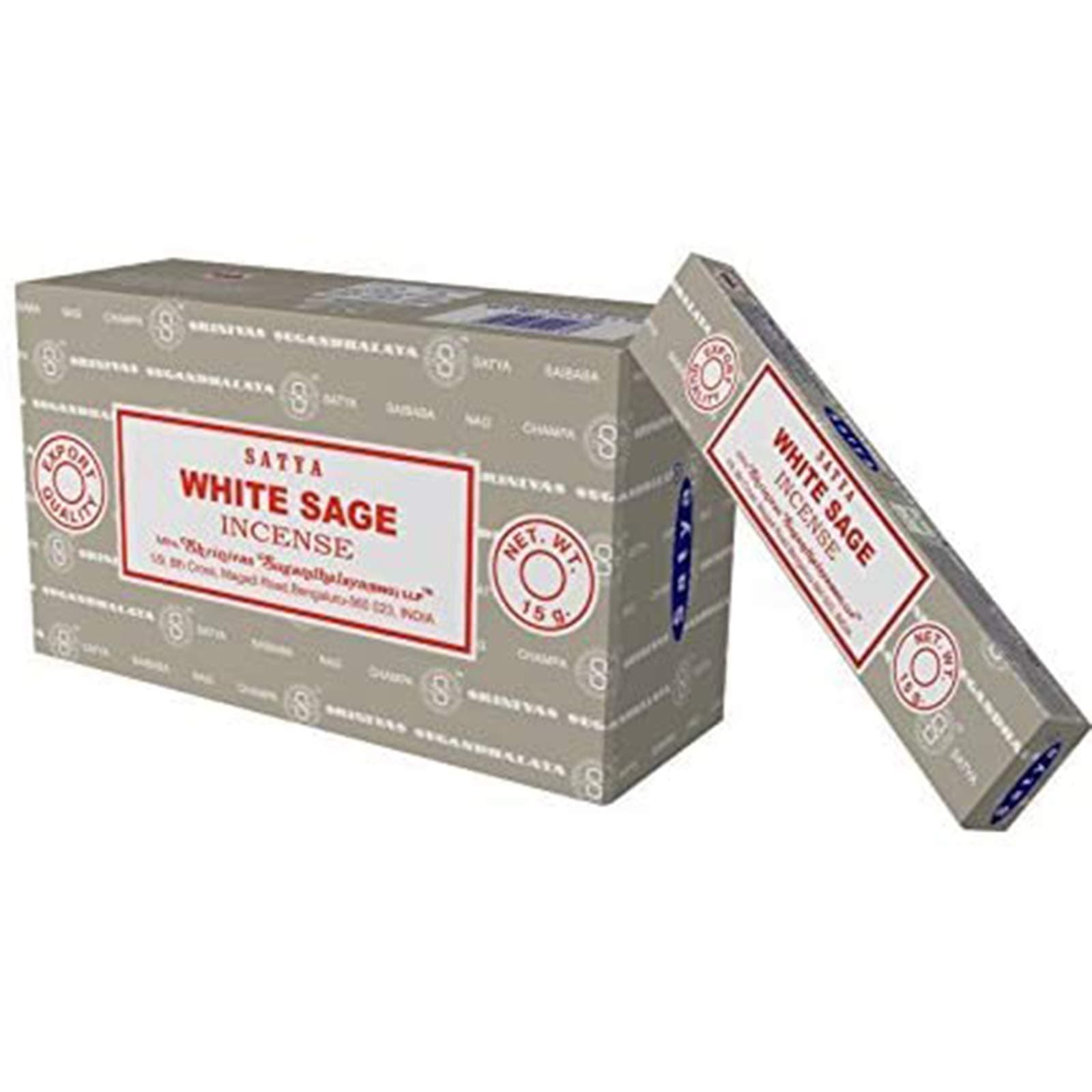 Satya Nag Champa Sage Incense Sticks (White, 15g) Pack of 12