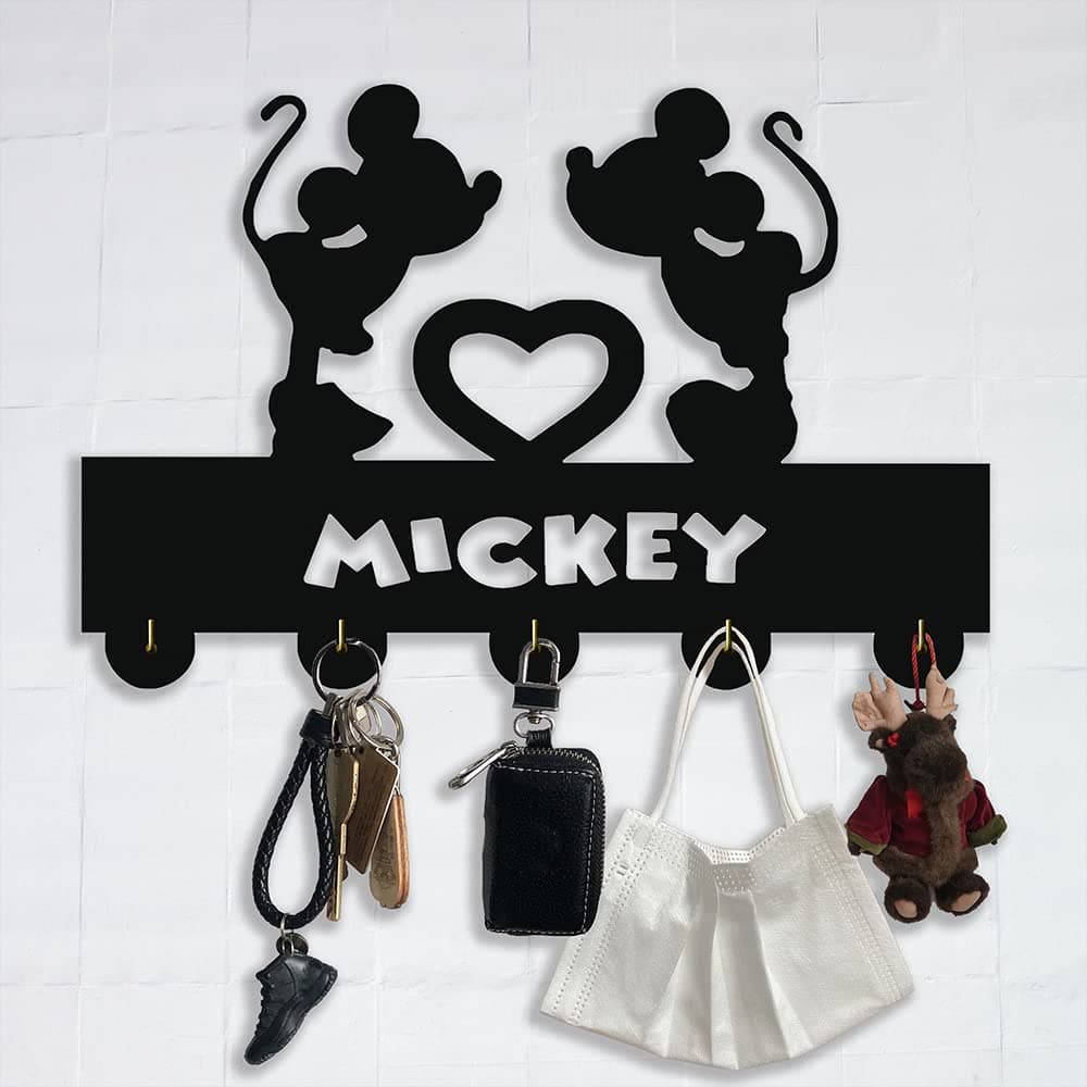Mickey Door Hooks,Disney Mickey Mouse Cartoon Animation Coat Hooks,Key Holder,Key Hanger for Wall、Entryway and Living Room -Unigue Gift-5 Hooks-20LB(Max)