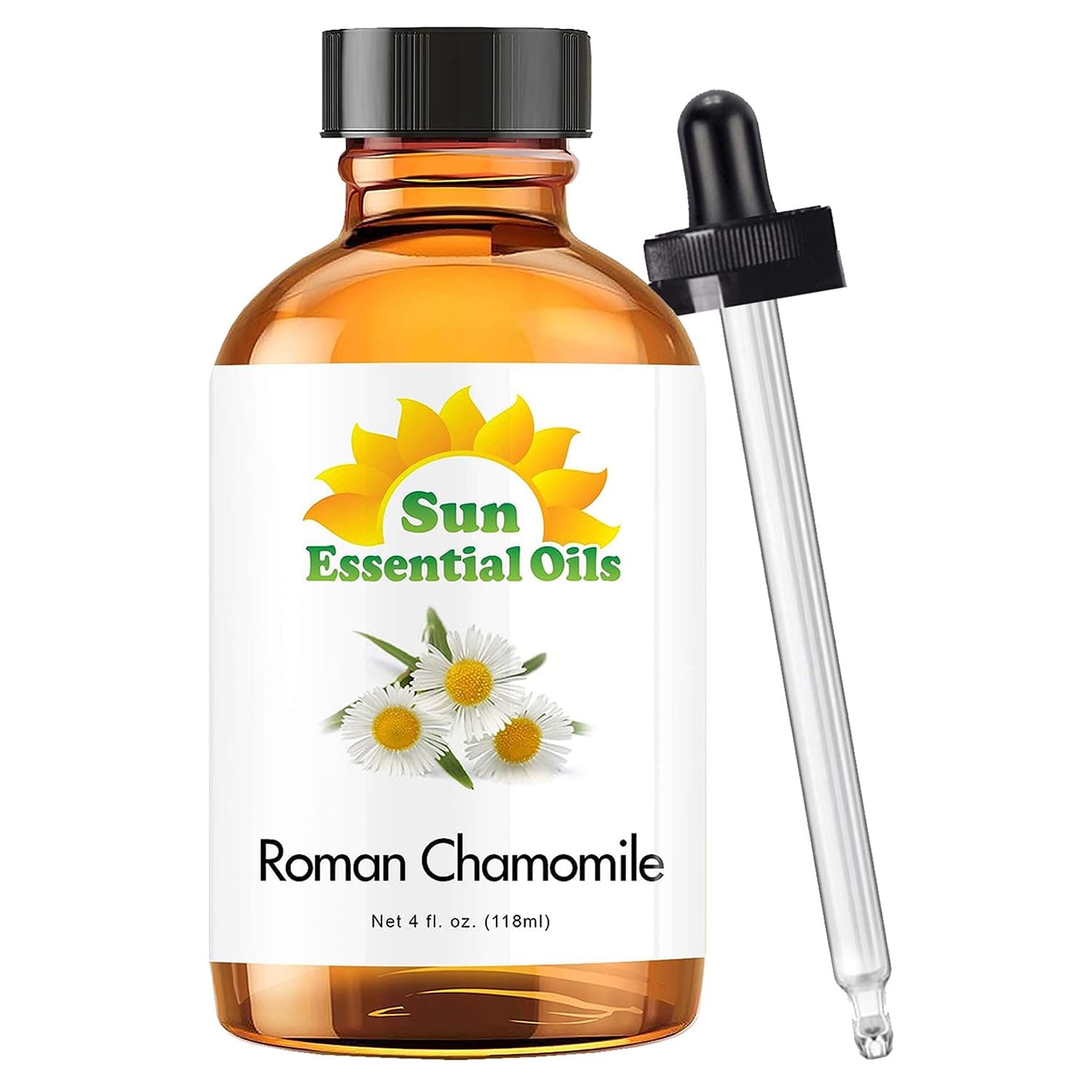 Roman Chamomile Essential Oil (4 oz) for Diffuser, Skin, Body, Face, Aromatherapy Massage & Humidifier, Scent for Soap, Candle, Shampoo & Lotion Making at Home