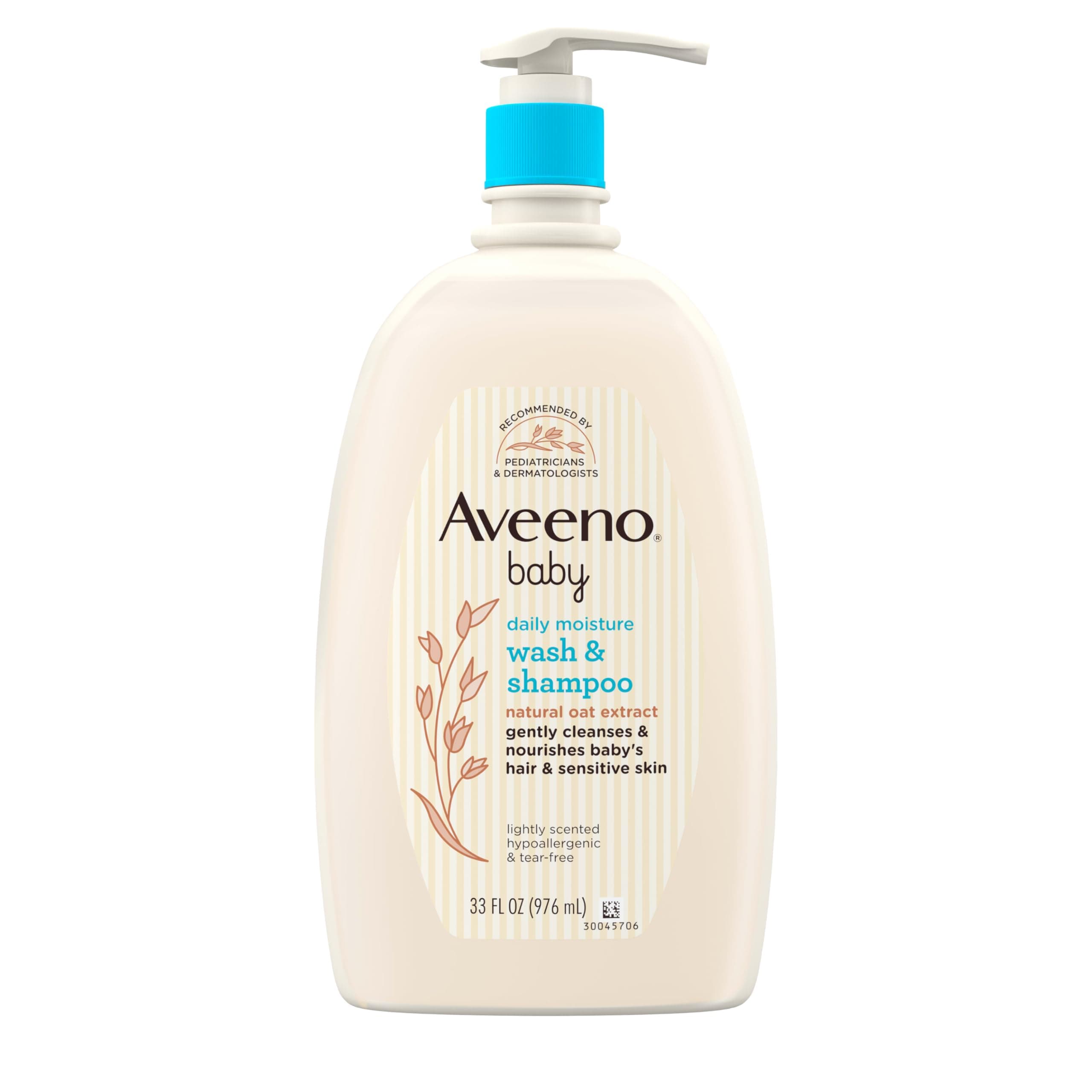 Aveeno Baby Gentle Wash & Shampoo with Natural Oat Extract, Tear-Free &, Lightly Scented, 33 Fl. Oz, 33 Fluid Ounce