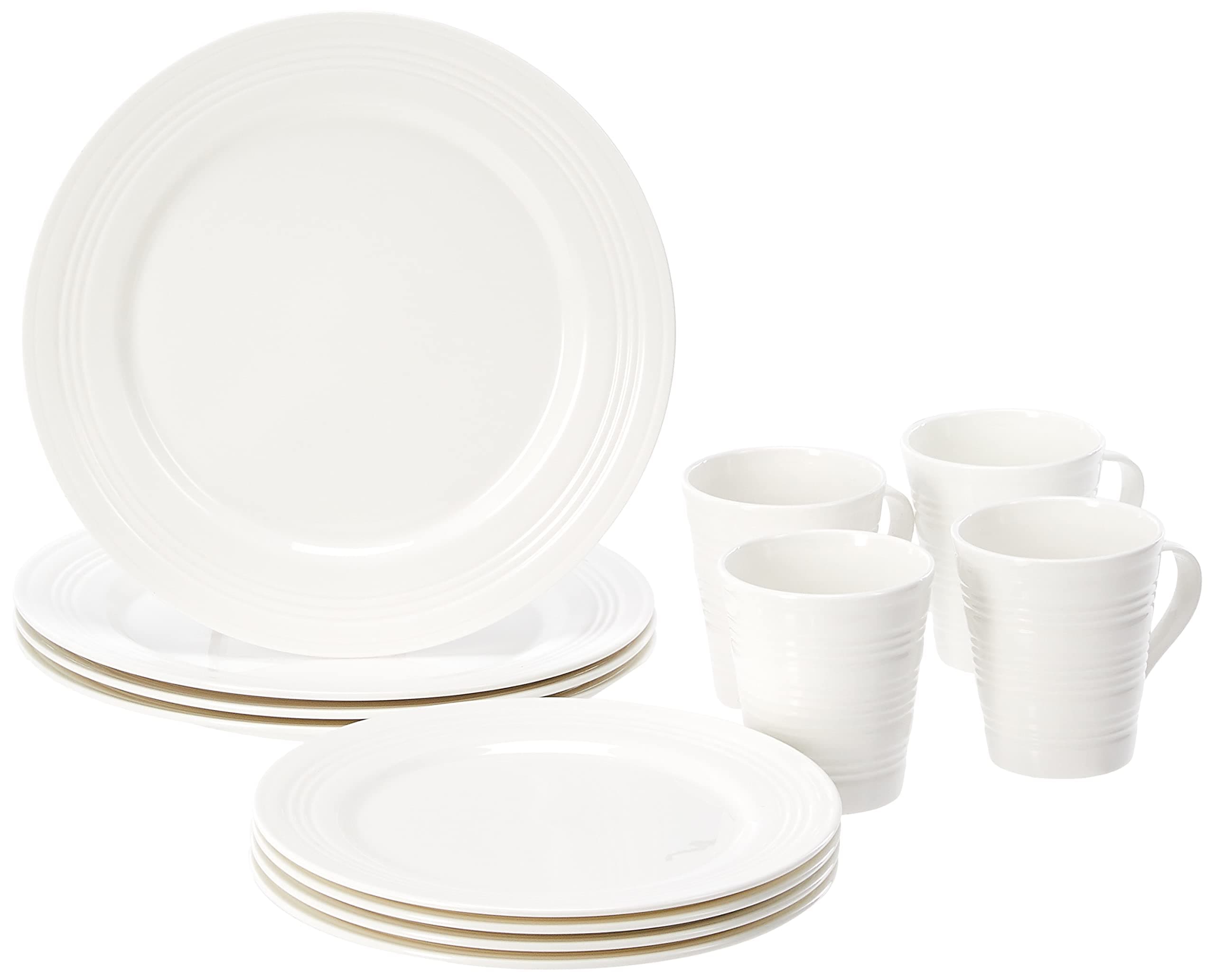 Lenox Tin Can Alley 4 Degrees 12-Piece Dinnerware Set, White - L-100, 14.75 LB, Service for 4