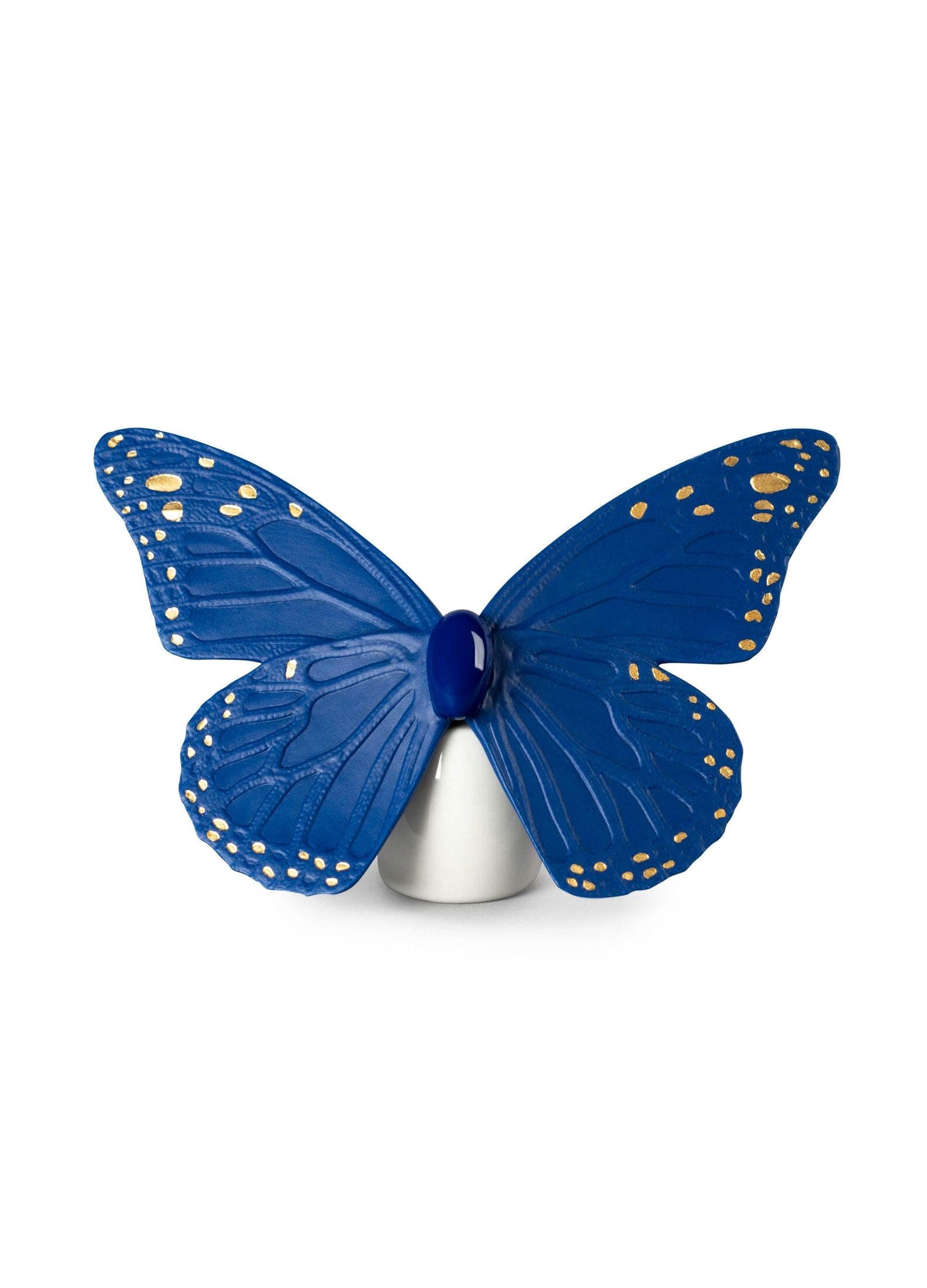 Butterfly Figurine. Golden Luster & Blue. Porcelain Butterfly Figure.