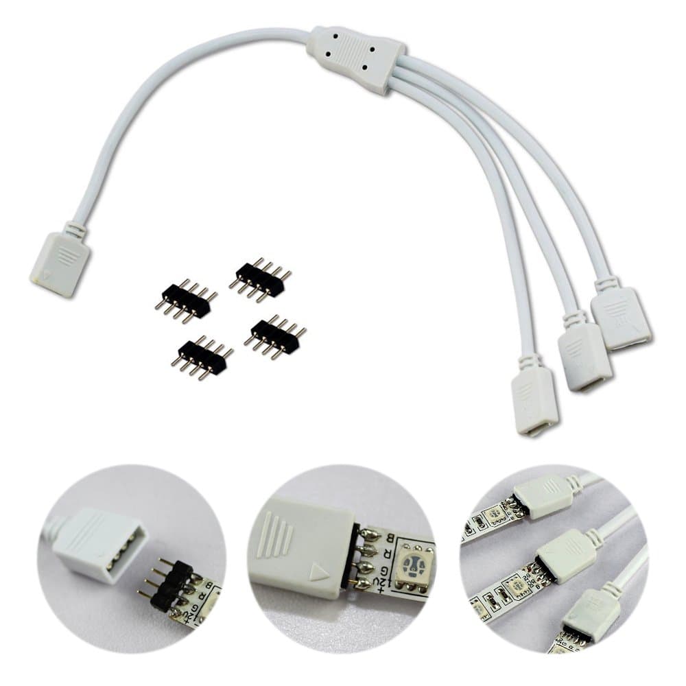 ZITRADES 4 Pin Splitter for One to Three LED RGB Color Changing Strips
