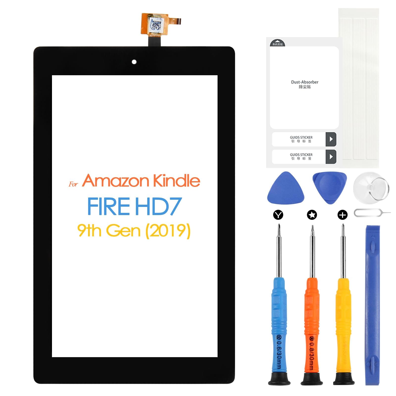 Touch Screen for Amazon Kindle Fire HD7 HD 7 9th Gen 2019 M8S26G 7 inch Digitizer Screen Replacement for Amazon Kindle Fire HD7 9th Touchscreen Front Glass Panel with Repair Tools (not LCD Display)