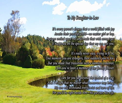 to My Daughter-in-Law - Poem Print (8x10) - Beautiful Daughter-in-Law Gift for Any Occasion (unframed)