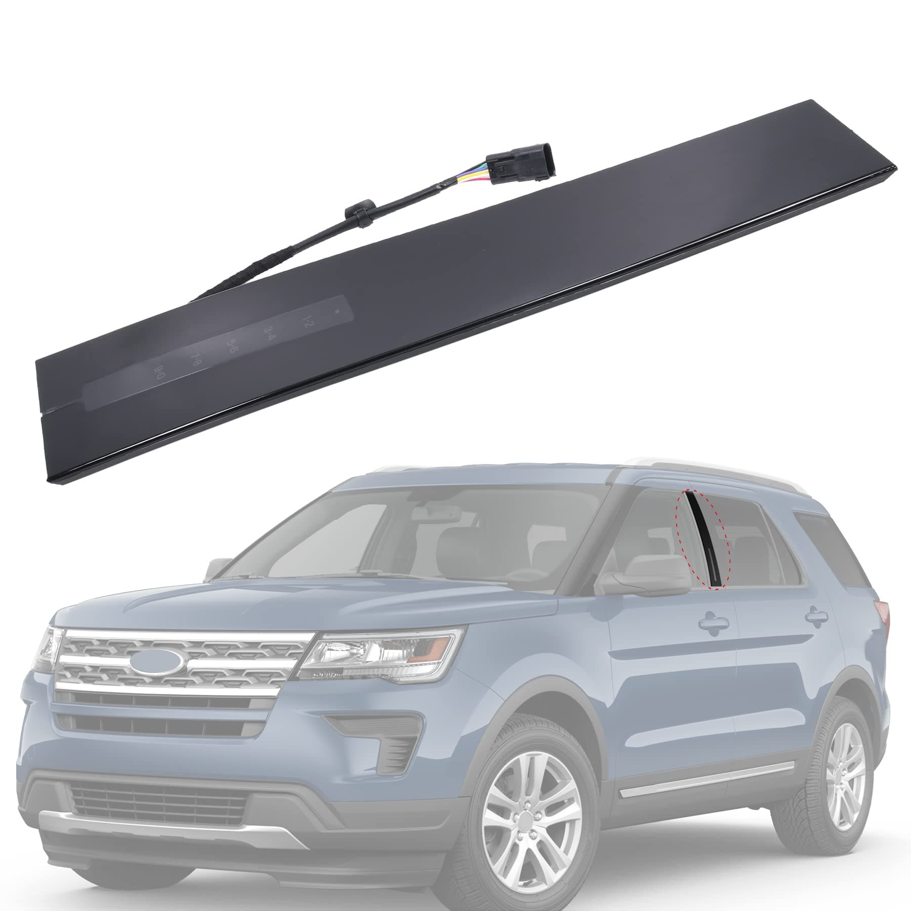 JDMSPEEDNew B Pillar Molding Trim with Door Entry Keypad Replacement for Ford Explorer 2011-2019 Replaces DB5Z-7820555-AC Door Pillar Applique Driver Front LH Side Left Outer