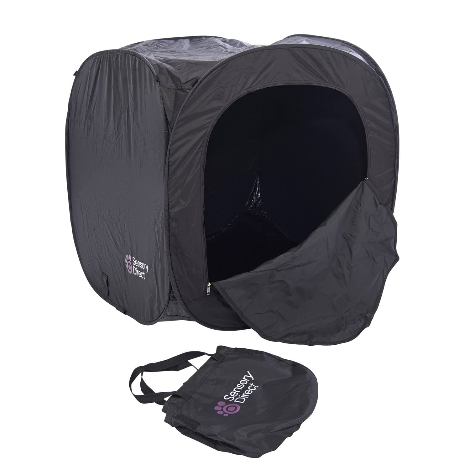 Sensory Direct Pop Up Dark Tent - 90cm Square, Blackout Den Cube for Kids & Teens with Sensory Processing Disorders or Autism | Use with UV Lights & Toys | Sensory Safe Space For Home or Travel