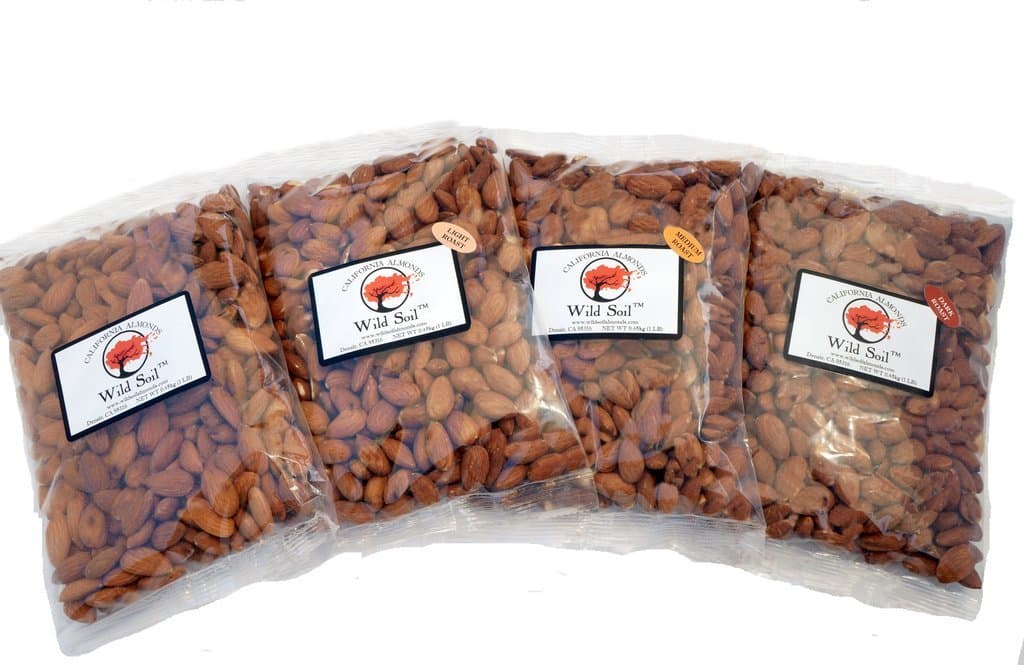 Wild Soil Almonds - Distinct and Superior to Organic, Steam Pasteurized, Probiotic, Variety Pack of Four - 3LB Each