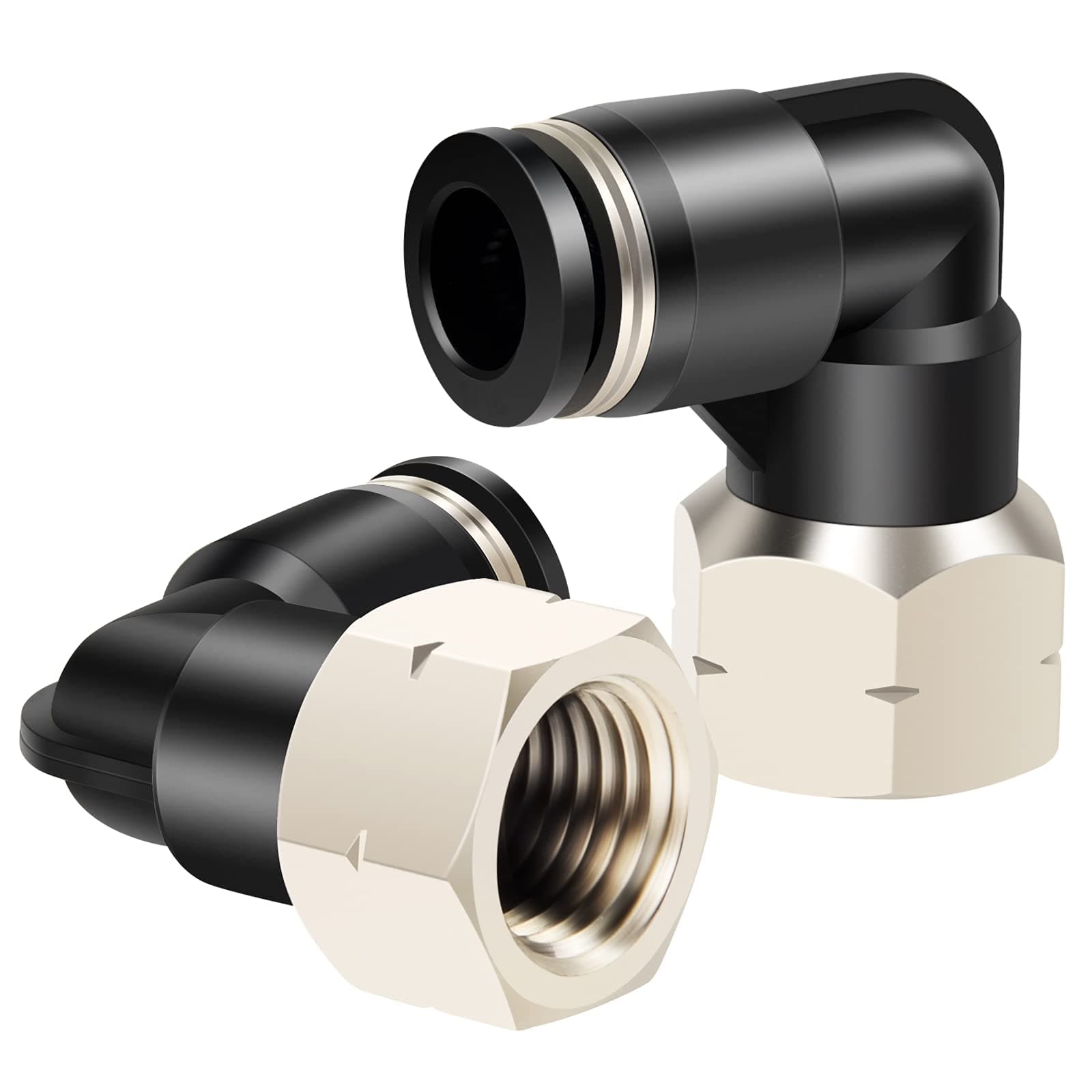 TAILONZ PNEUMATIC Female Elbow 1/4 Inch Tube OD x 1/4 Inch NPT Thread 90 Push to Connect Fittings PLF-1/4-N2 (Pack of 10)