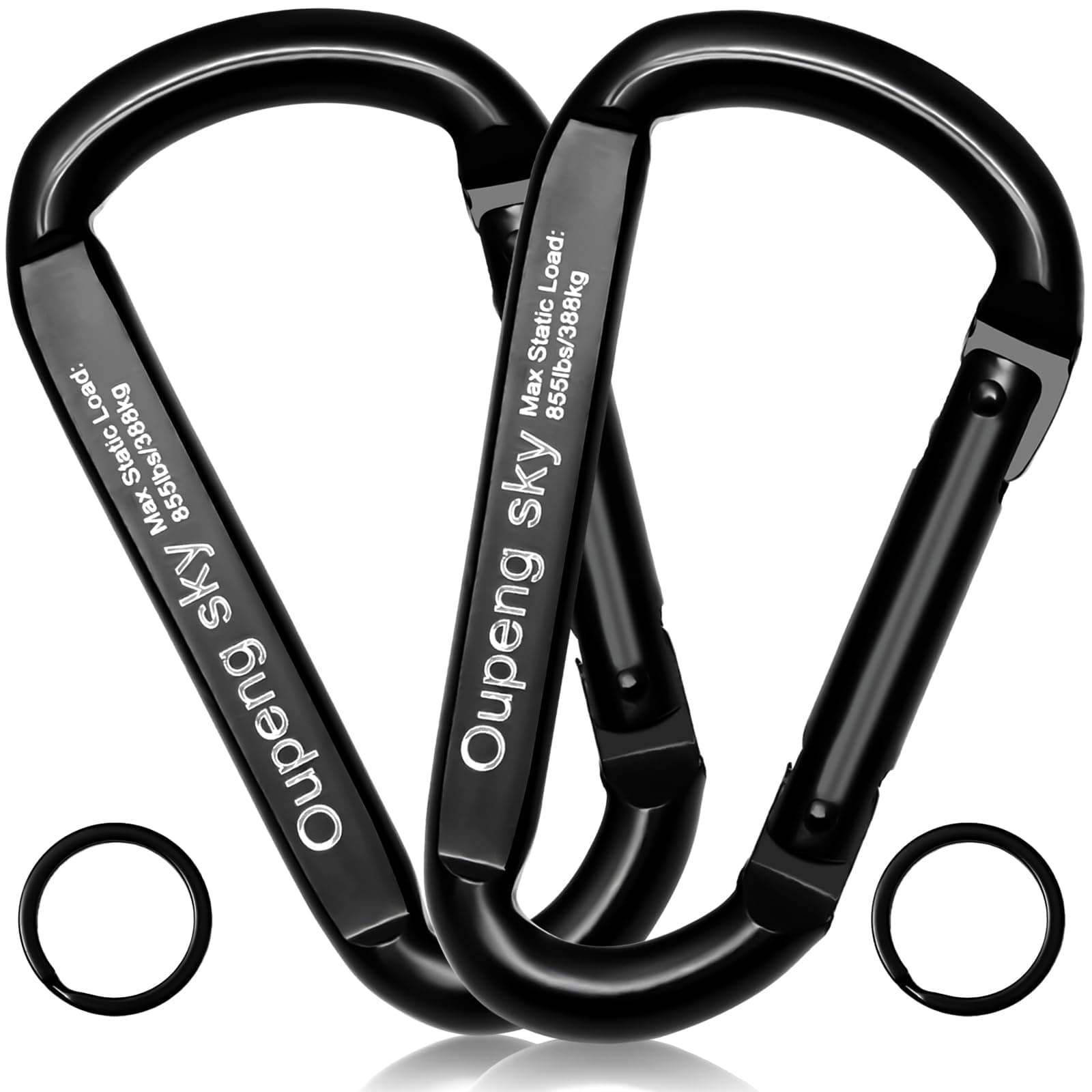 Carabiner Clip, 3" Iron Heavy Duty Carabiners 855lbs-11KN/2475lbs for Hammocks, Camping Accessories,Hiking,Keychains,Outdoors and Gym etc,D Shaped Spring Hook Small Carabiners for Dog Leash,Harness.