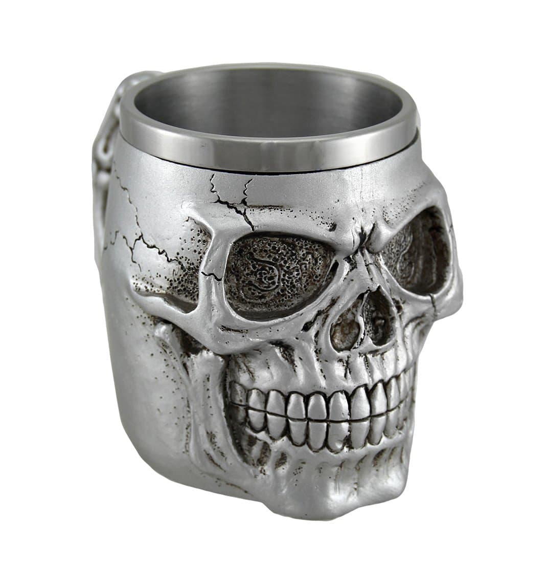 Zeckos Silver Skull Coffee Mug