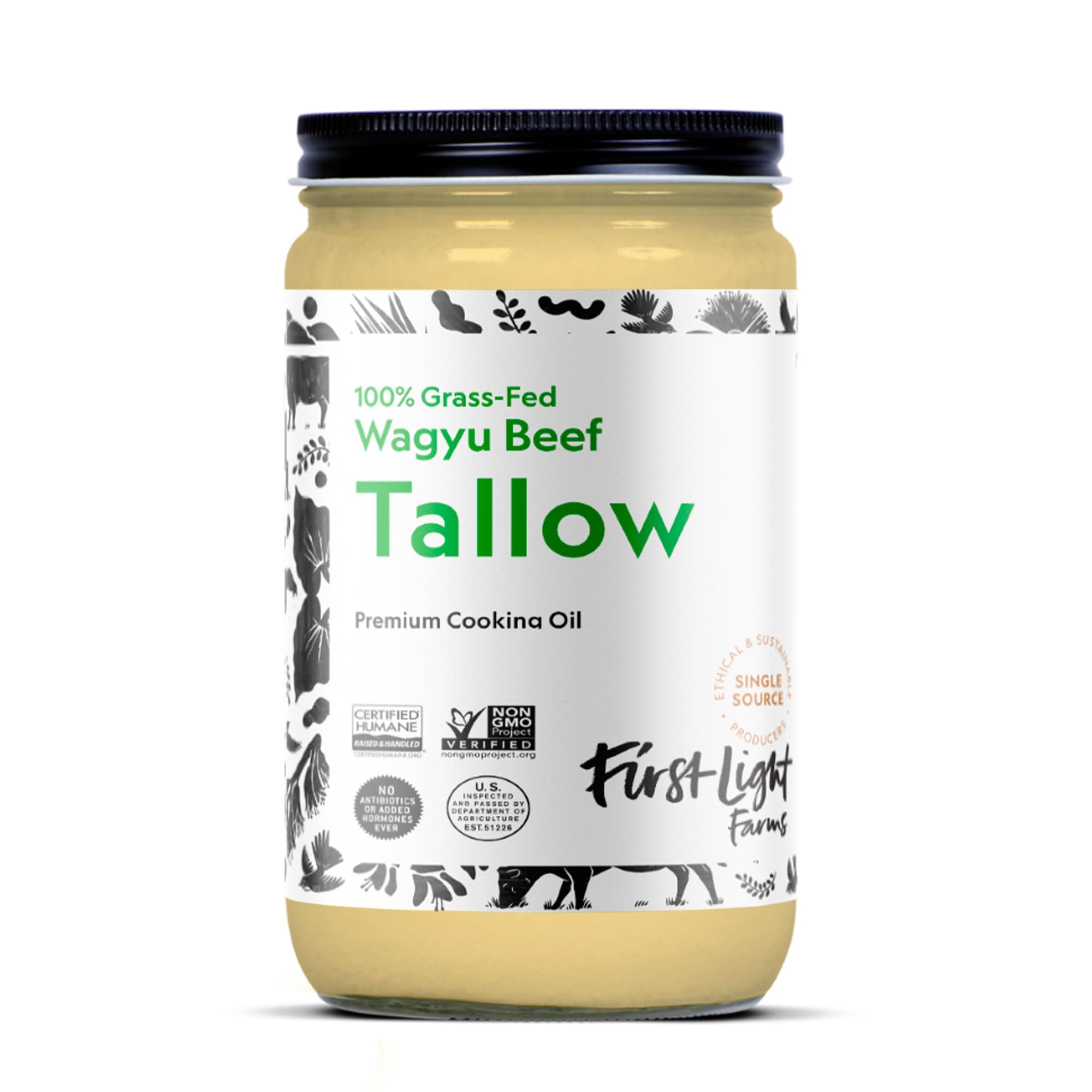 Farms Wagyu Beef Tallow | 100% Grass-Fed & Finished, 14oz Glass Jar | Healthy Cooking Oil, Gluten-Free & Dairy-Free, Perfect for Keto, Whole30, and Carvinore Diet