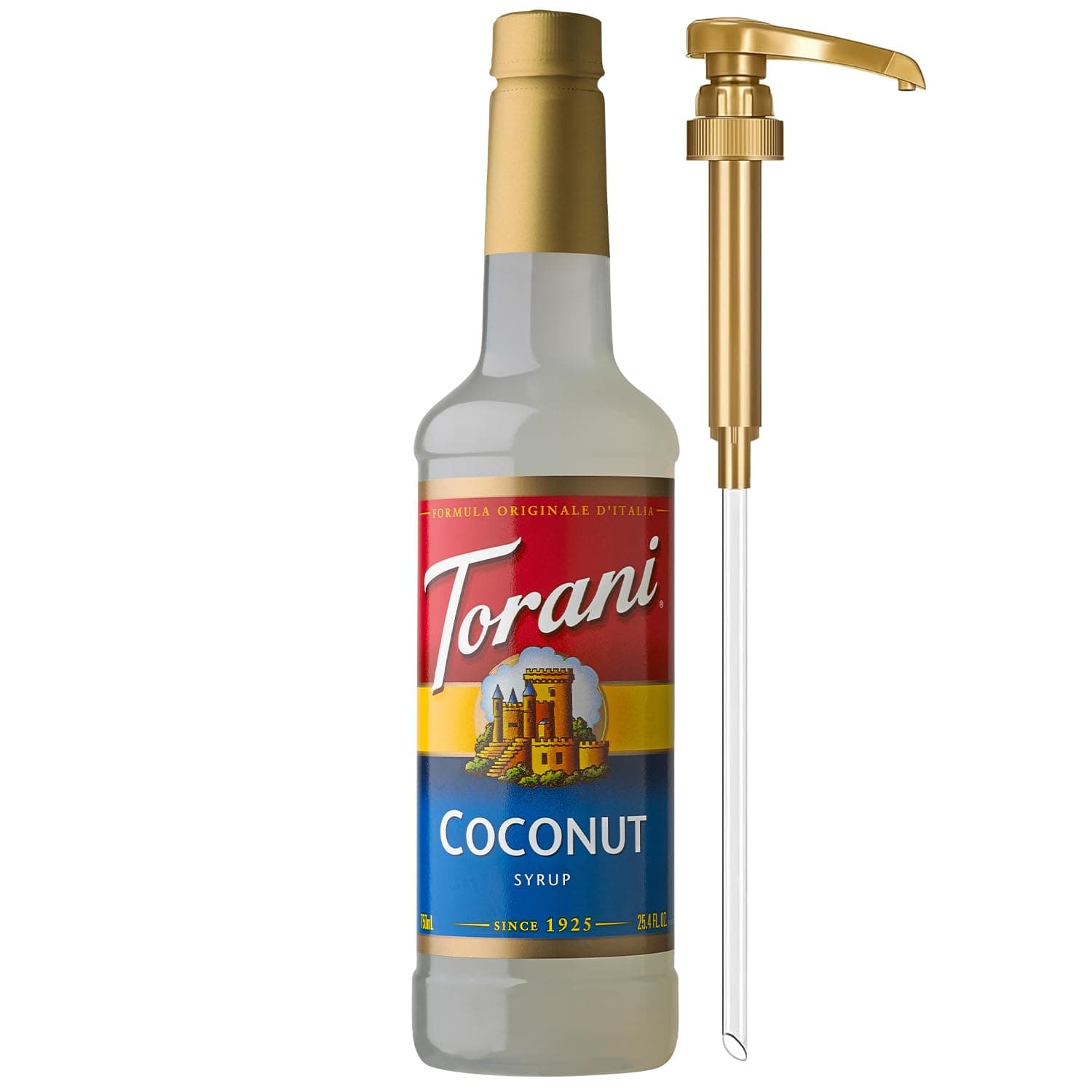 Coconut Syrup for Drinks, Flavoring for Coffee and Cocktails, Pump Included, 25.4 Oz