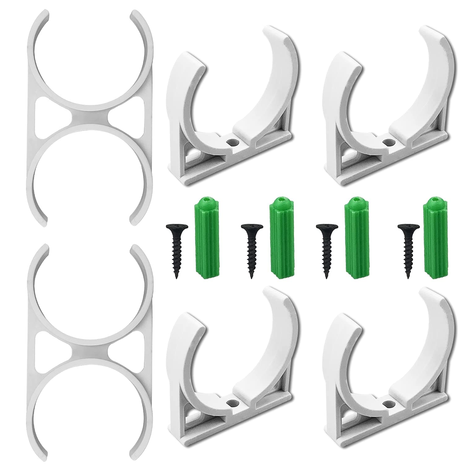 6Pcs Wall Mounting Clip Bracket Wall Mounting Bracket for Refrigerator Filters, Under Sink, and Water Coolers(4Pcs Single Clamps+ 2Pcs Double Clamps) with Screws