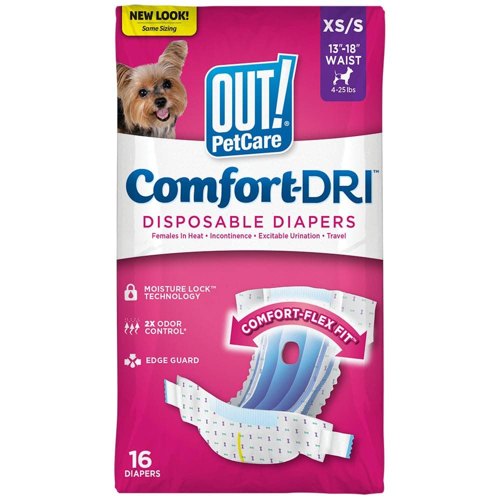 Pet Care Disposable Female Dog Diapers | Absorbent with Leak Proof Fit | XS/S - 16 Pack