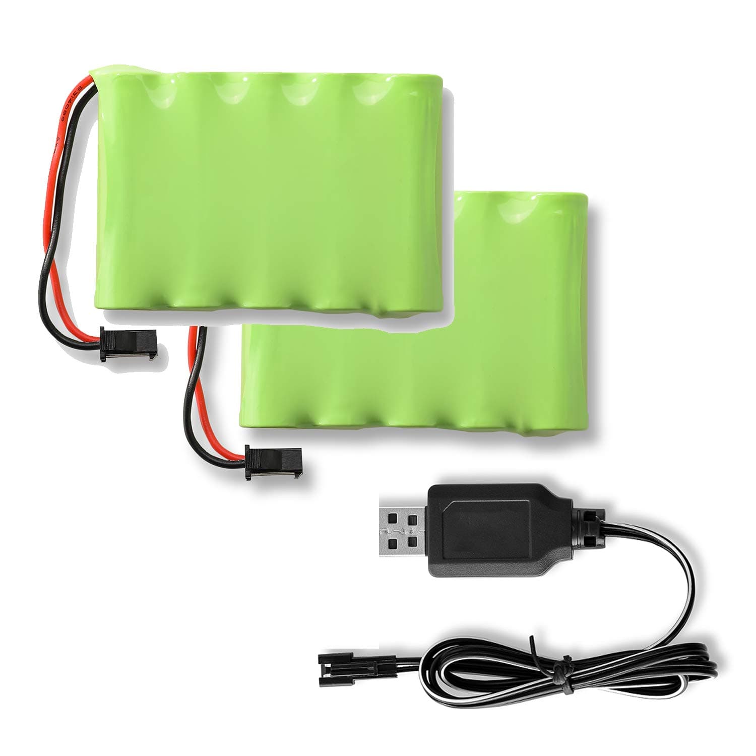 BEZGAR Spare Parts Accessories 6V, 800mAh Nickel-Cadmium Battery(2) +USB Charger(1) for BEZGAR17/18 Toy Grade 1:14 Scale Remote Control Car