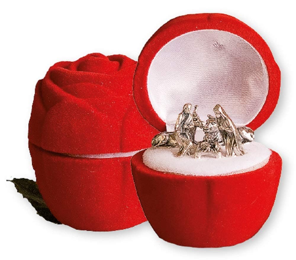 Christmas NATIVITY SET/Miniature 5 Figures 1" VELVET ROSE Gift Box