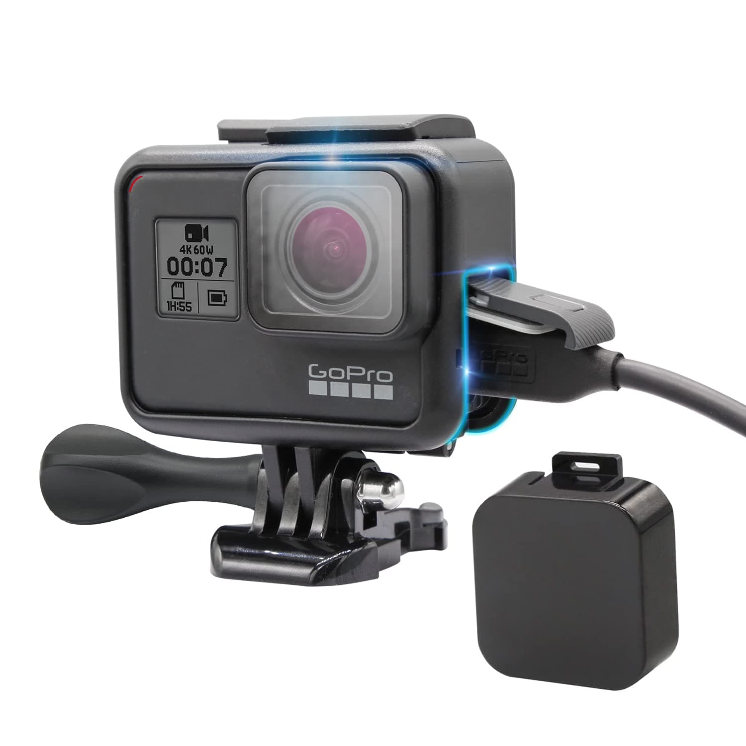 Frame Mount Housing Case Compatible with GoPro Hero 7 Black/Silver/White, Hero 6 Black, Hero 5 Black, Hero (2018) Cameras with Lens Cap