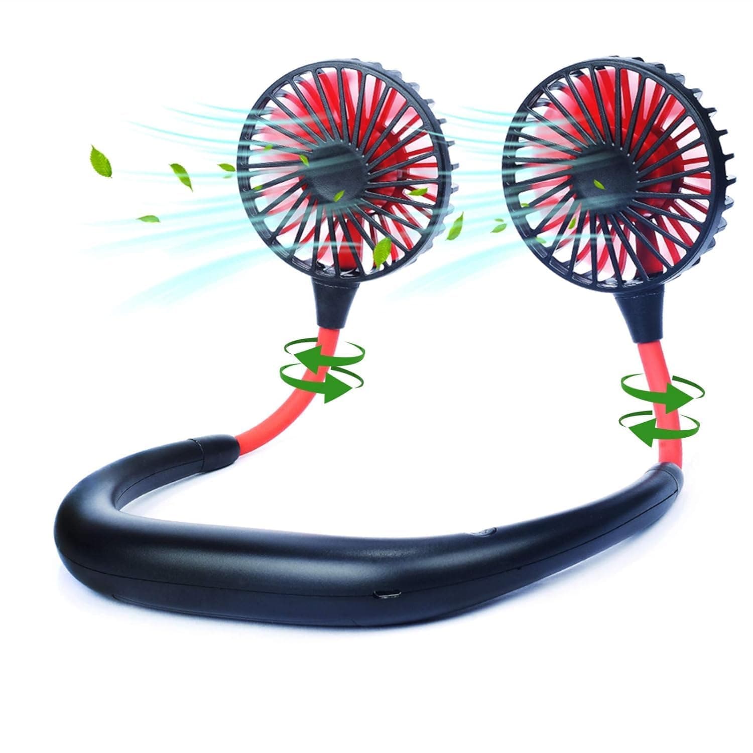 EasyAcc Portable Rechargeable Neck Fan – Hands-Free Personal Fan with 3 Speeds, 2000mAh Battery, Lightweight & Low Noise Design for Indoor/Outdoor Use