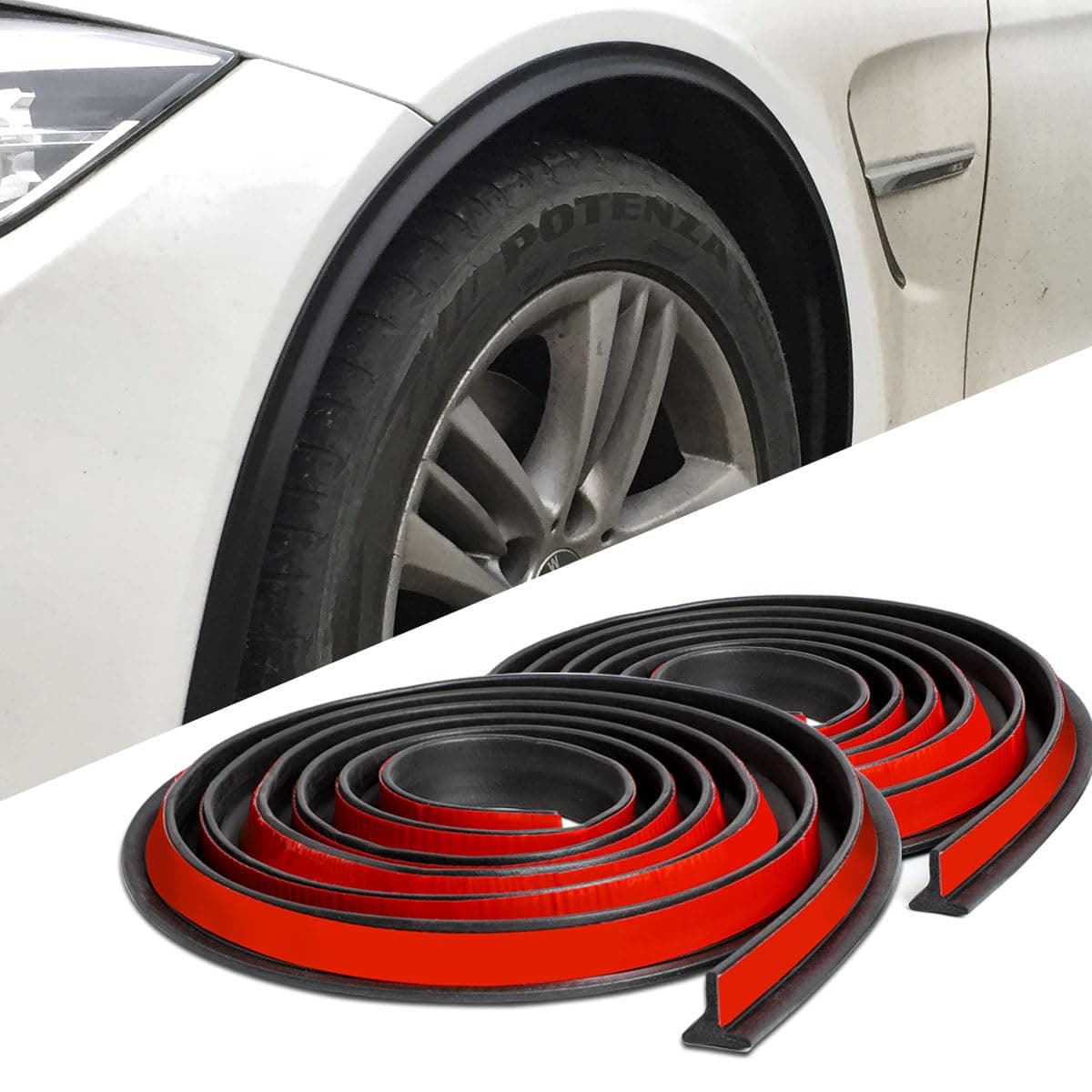 Universal Fender Flares,9.85FT*2PCS,Car Wheel Arch Trim,Universal Car Wheel Fender Extension Moulding Flares Auto Tyre Eyebrow Trim Strip Stick Out Edge,Rubber Wheel Eyebrow Protector
