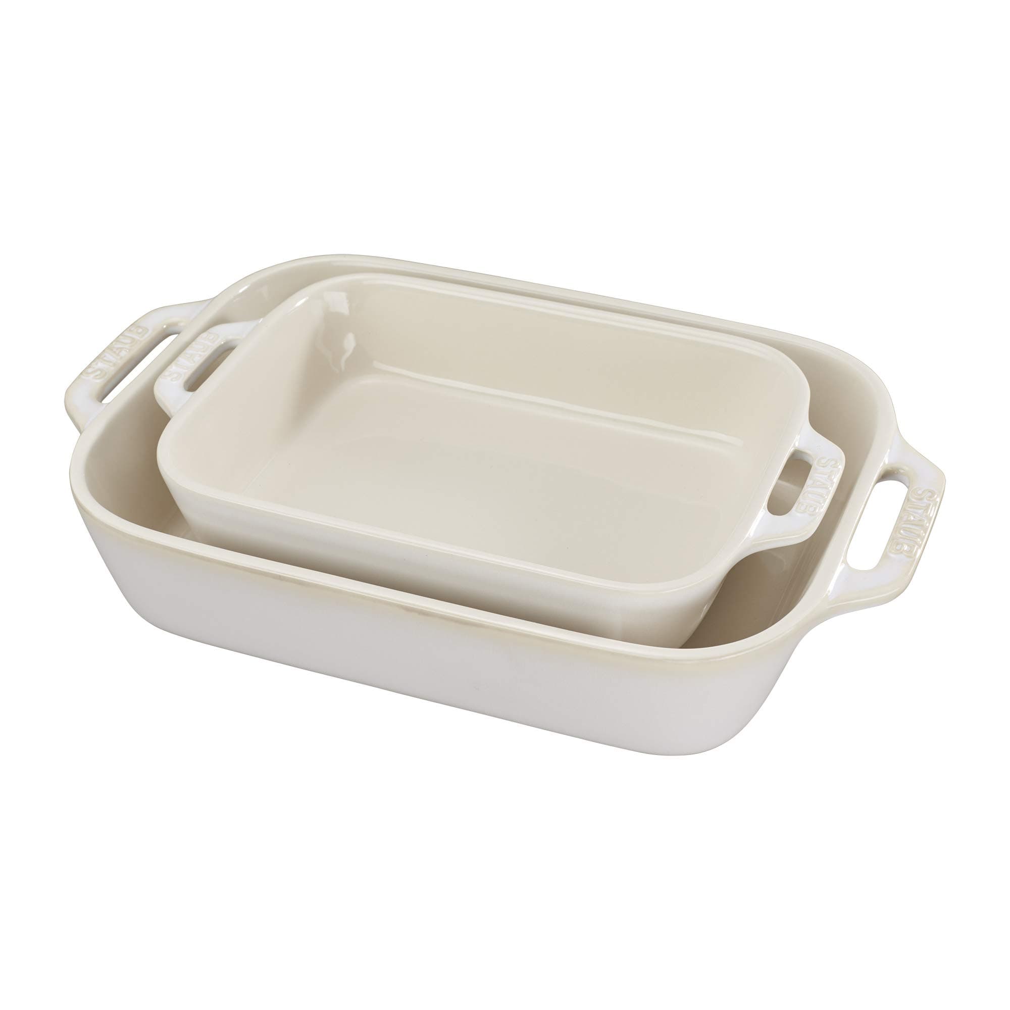 Ceramic Rectangular Baking Dish Set, 2 pc, Rustic Ivory