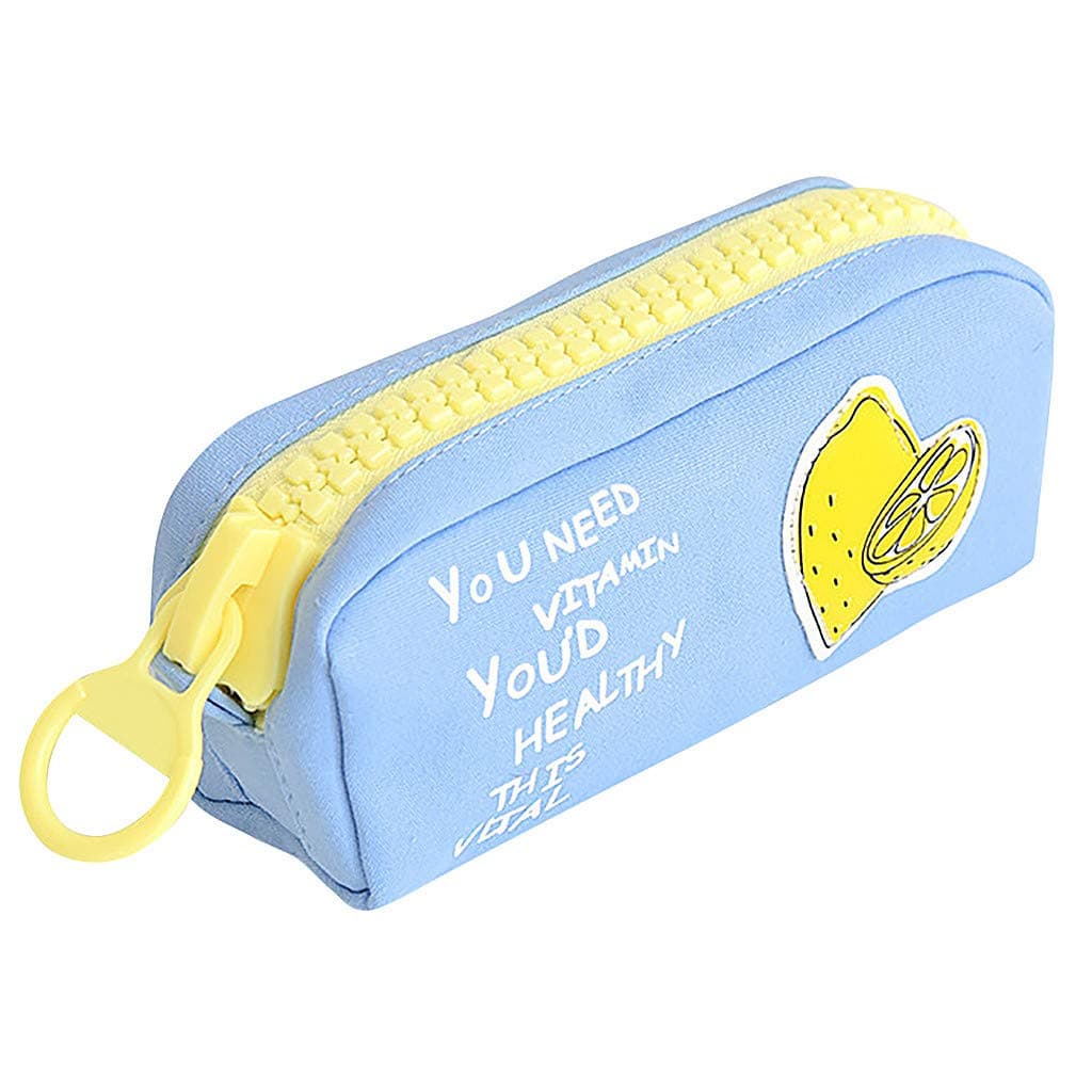 Goddesslili Cute Pencil Case, Cartoon Fruit and Veggie Zipper Large Capacity Canvas Pencil Pouch Stationery Cosmetic Bag for Boys Girls Student, Back to School Supplies, Muti Styles (BU)