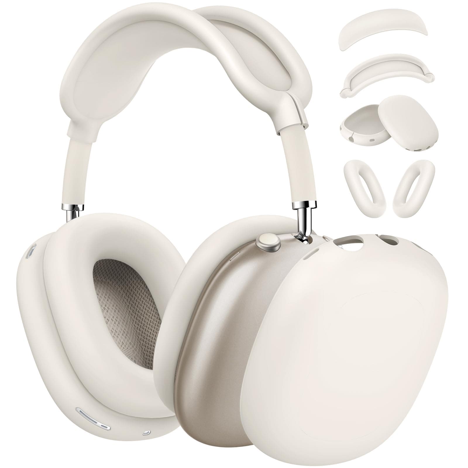 Case for Airpods Max Headphones, Ear Pad Case Cover/Ear Cups Cover/Headband Cover for AirPods Max (2024/2020), Silicone for Apple Airpod Max, Accessories Cases (Stone) [4 in 1]