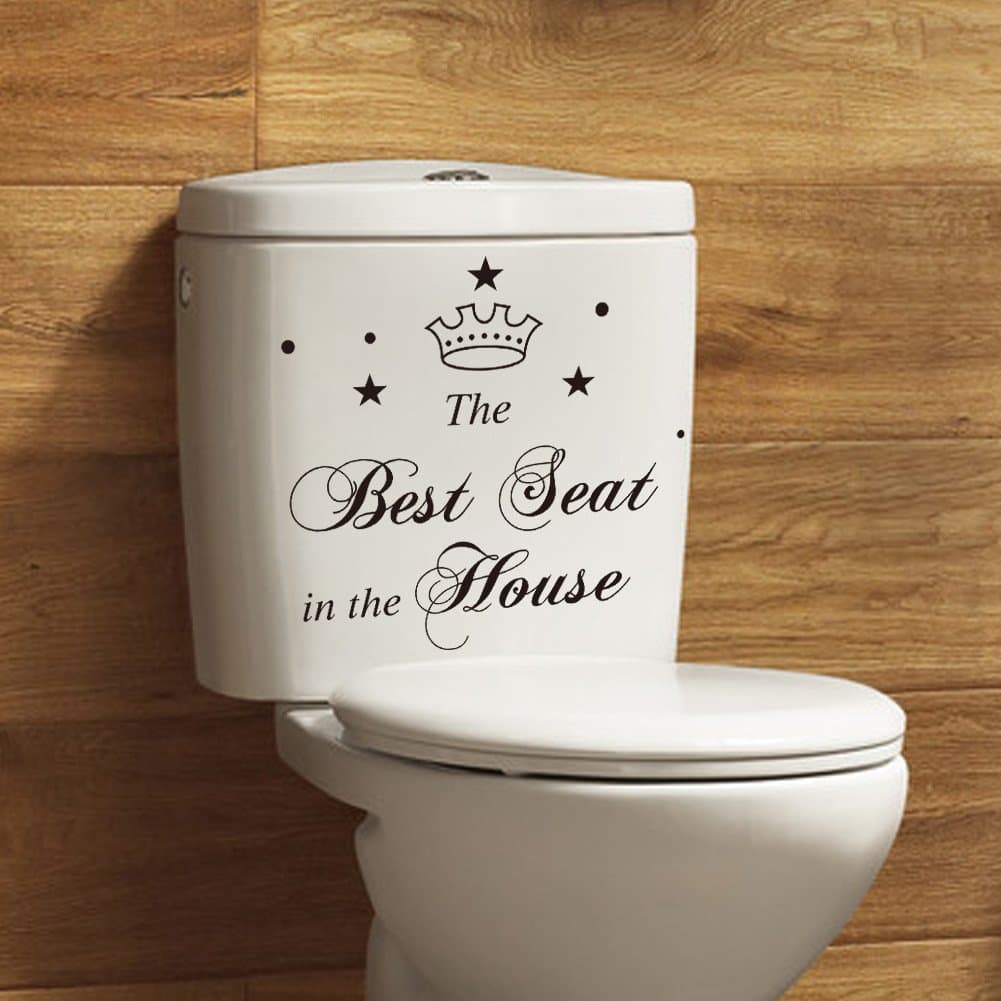 Funny Toilet Stickers The Best Seat in The House Bathroom Sign Decal Vinyl Sticker Wall Decals Bathroom Decoration for Shop Office Home Cafe Hotel