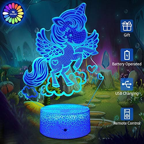 Ballet Girl Night Light for Kids with Remote & Smart Touch 7 Colors + 16 Colors Changing Dimmable 3D Optical Illusion Lamps Kids Lamp As a Gift Ideas for Kids Girls