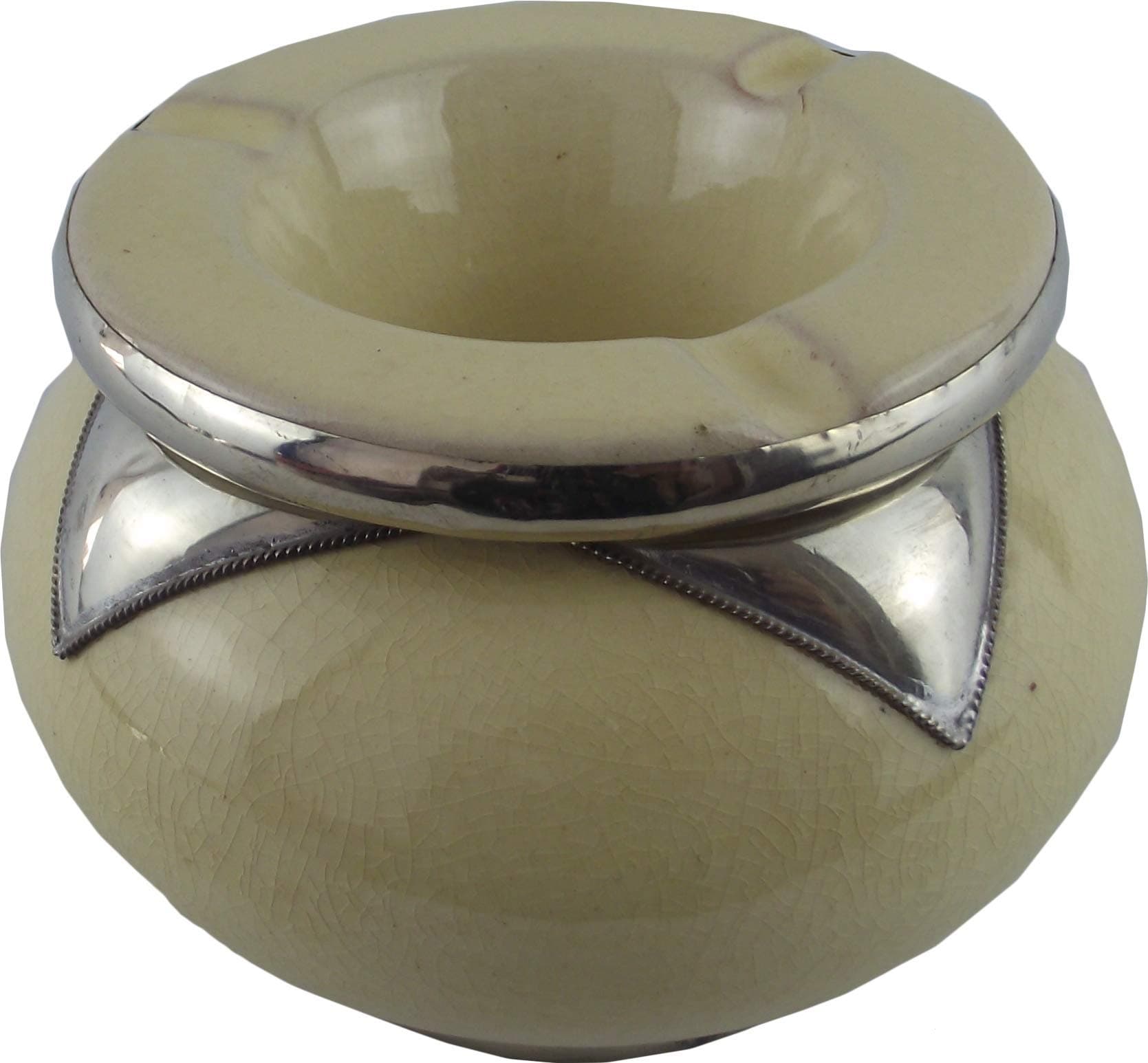 Casablanca Orient Ceramic ashtray, wind ashtray, stand ashtray, made of ceramic, decorative storm ashtray made of Morocco, yellow, for indoor and outdoor use, diameter = 11.5 cm, 100% handmade