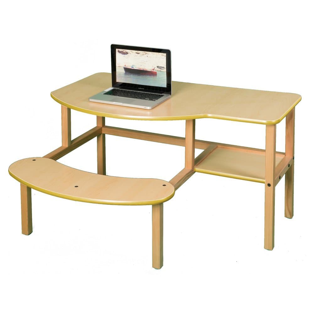 Grade School Buddy Manufactured Wood 23" Computer Desk Trim Color: Yellow, Finish: Maple
