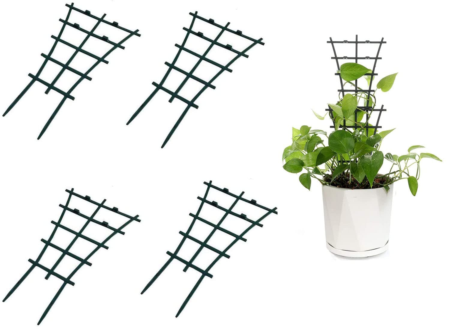 Mini Plant Trellis Garden Trellis for Climbing Plants Outdoor Plastic Superimposed Potted Plant Support Flower Supports (4 Pcs)