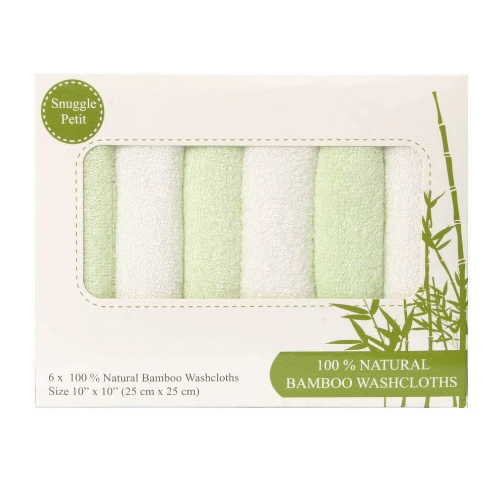 Snuggle Petit Baby Washcloths – 6X Pack Soft 100% Natural Bamboo, Towels – Eco-Friendly, Super Absorbent,Hypoallergenic