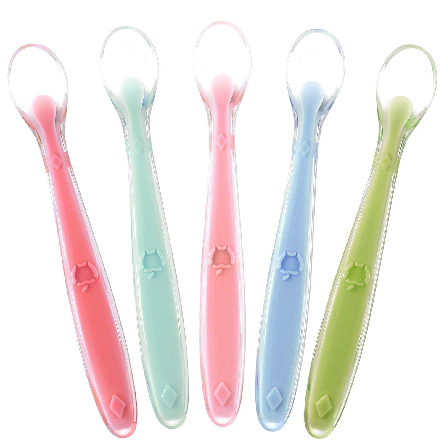 Best First Stage Baby Spoons BPA Free, 5-Pack, STARIGHT Soft Silicone Baby Feeding Training Spoon Gift Set for Infant