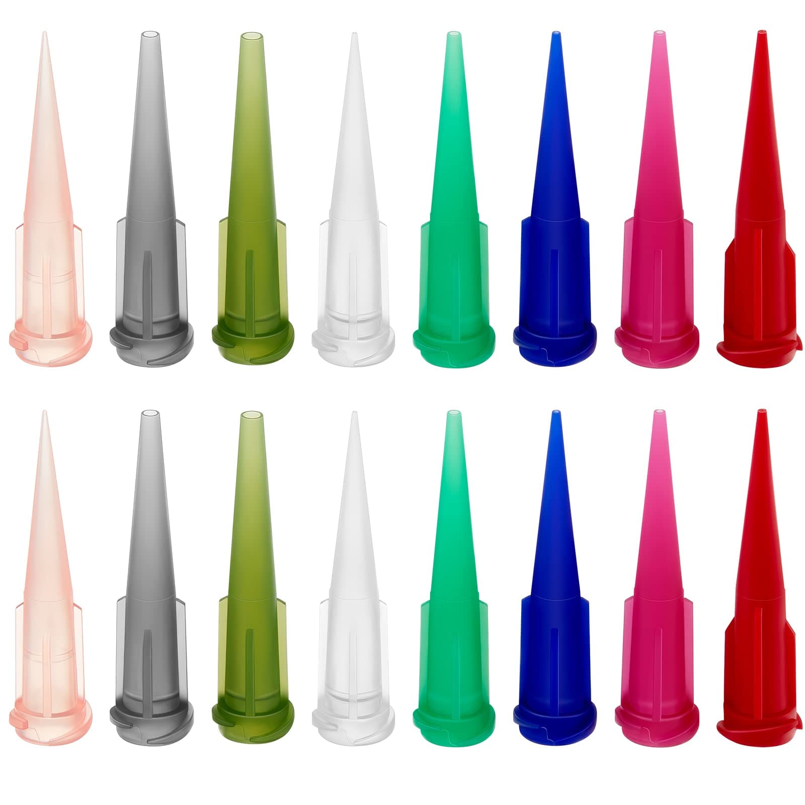 Treela 160 Pieces 8 Size Plastic Tapered Pinhead Blunt Tips Adhesive Dispensing Plastic Glue Tips for Industry Oil or Glue Applicator (Classic Color)