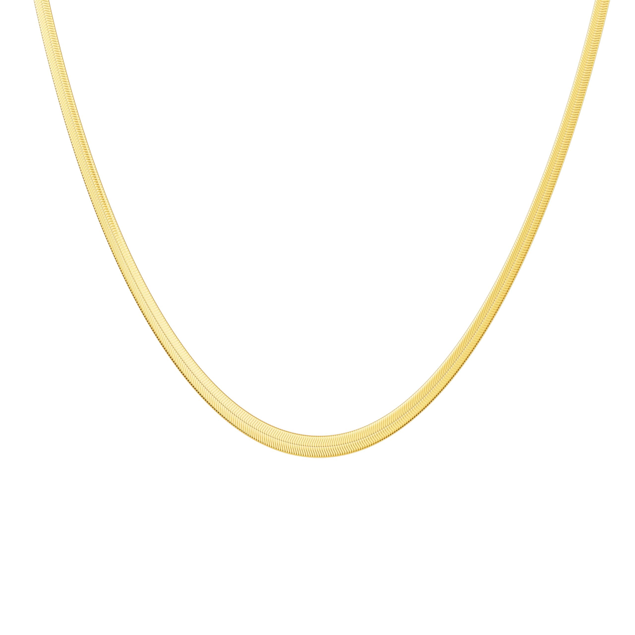DEARMAY Herringbone Necklace Snake Chain Necklace 18K Gold Plated Dainty Flat Chunky Wide Omega Thick Link Choker Stacking Flexible Chains Necklaces for Women Simple Shiny Minimalist Jewelry