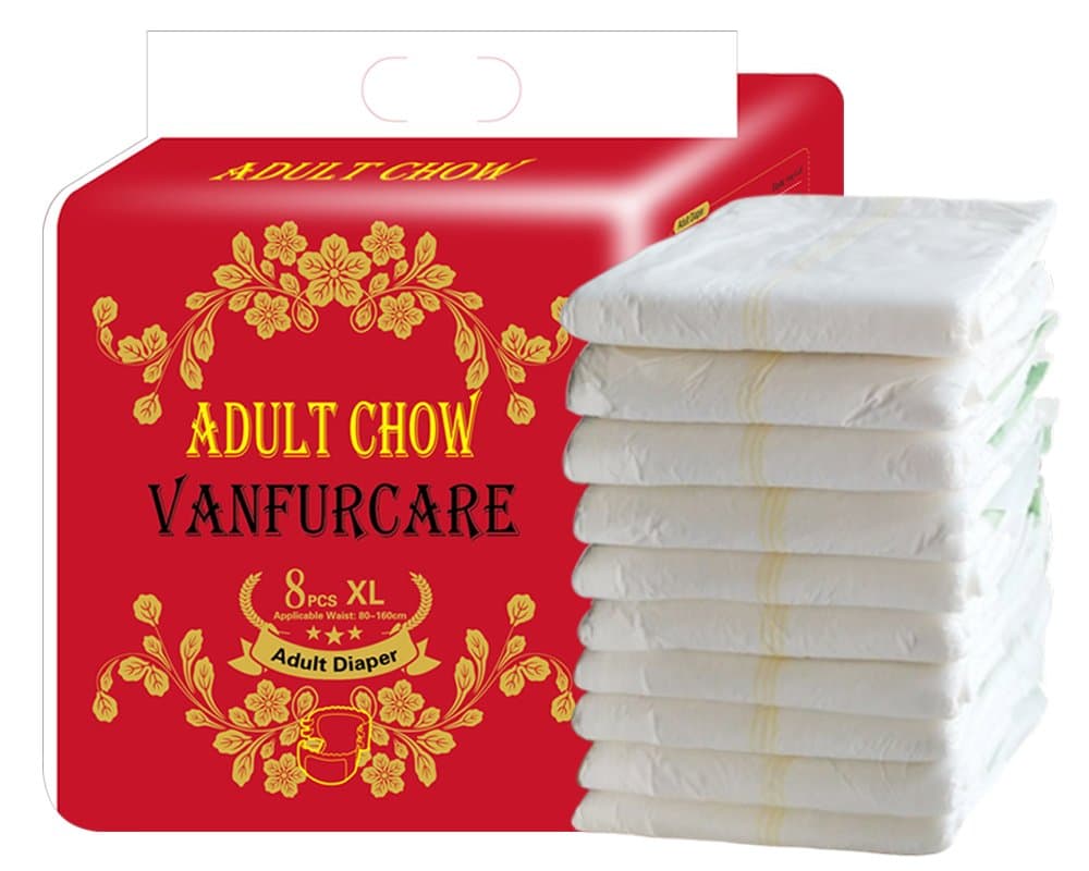 VANFURCARE Heavy Absorbency Adult Diaper Disposable Nappies Large/X-Large Pack of 8